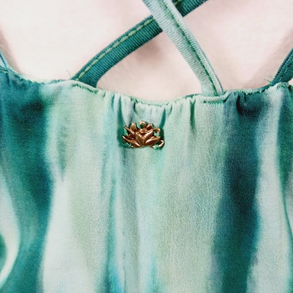 Zen Knits, Calf/Ankle Length Teal Tie Dye Jumpsuit, Size Large, Adj. Straps Boho - Picture 9 of 16